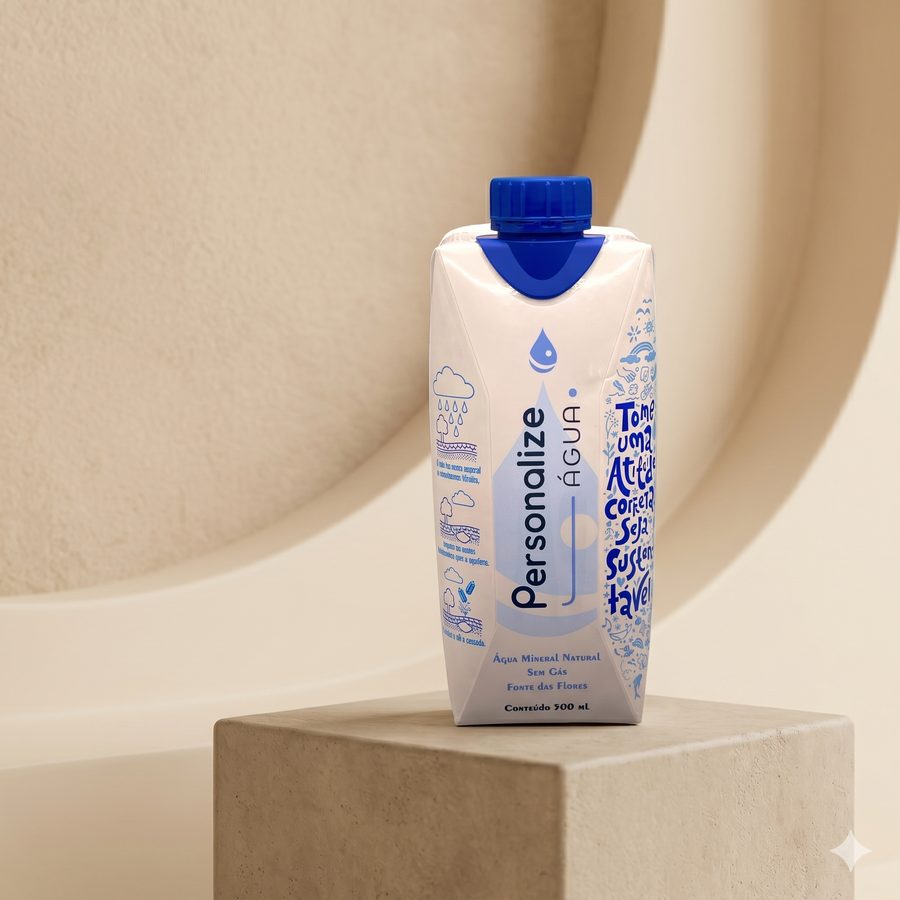 Água em caixinha 500 ml - Embalagem cartonada · arte personalizada