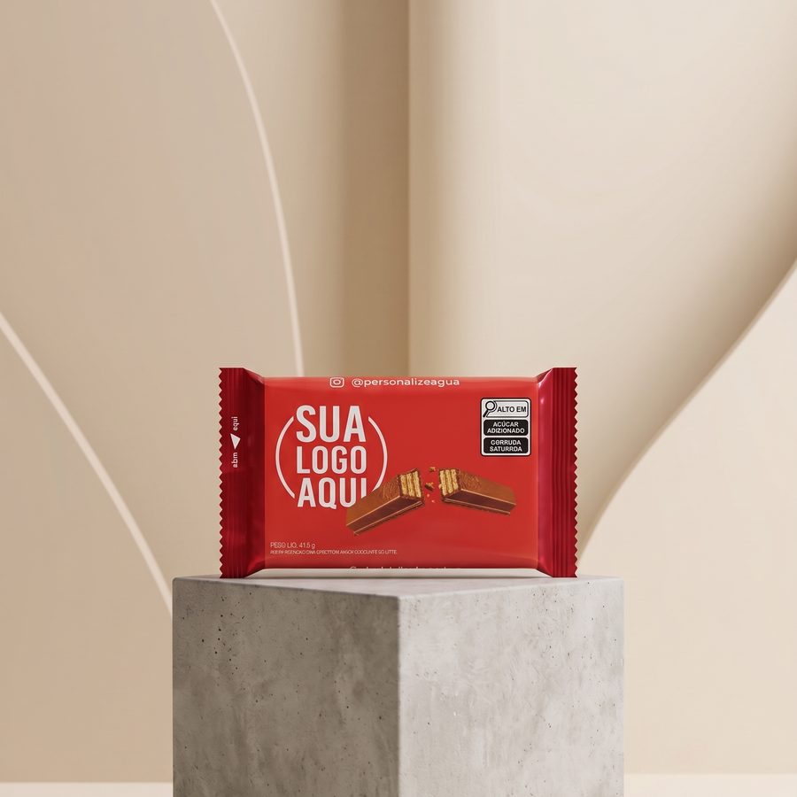 Chocolate em barra 41,5 g - Embalagem personalizada · wafer com chocolate