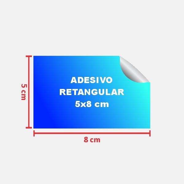 Retangular 5×8 cm - Vinil adesivo brilho · corte reto