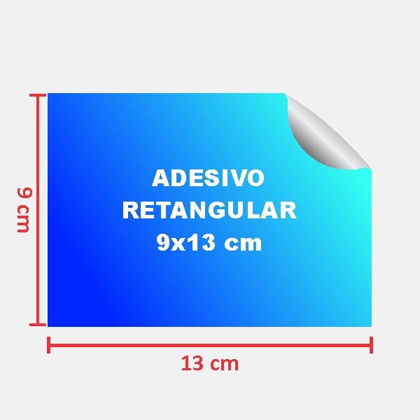 Retangular 9×13 cm - Vinil adesivo brilho · corte reto