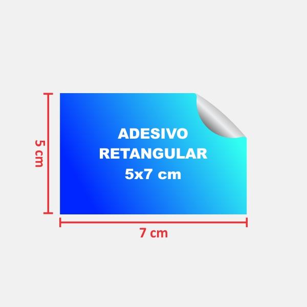 Retangular 5×7 cm - Vinil adesivo brilho · corte reto