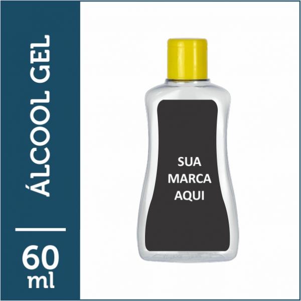 Álcool em gel 60 ml - Frasco PET · tampa em várias cores