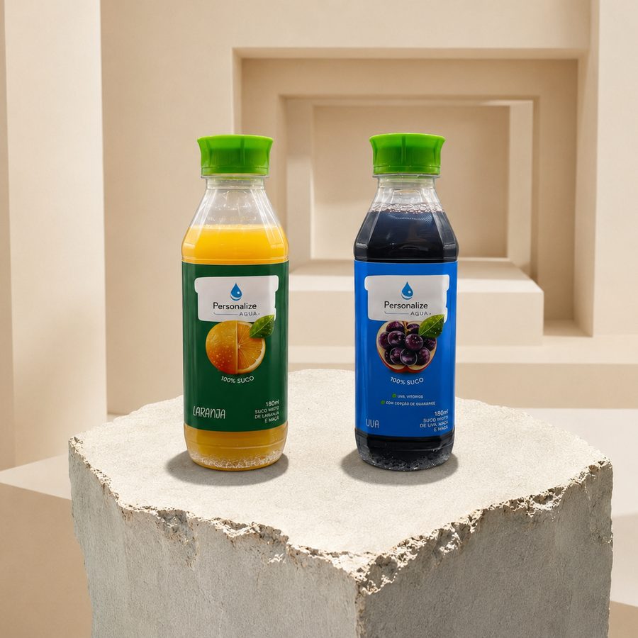 Suco 180 ml - Garrafa PET · rótulo vinil adesivo