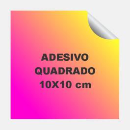 Adesivo Quadrado 10 cm Plástico Vinil Adesivo Brilho   Fundo Branco Leitoso e Corte Reto 