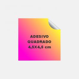 Adesivo Quadrado 4,5 cm Plástico Vinil Adesivo Brilho   Fundo Branco Leitoso e Corte Reto 