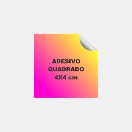 Adesivo Quadrado 4 cm Plástico Vinil Adesivo Brilho   Fundo Branco Leitoso e Corte Reto 