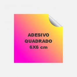 Adesivo Quadrado 6 cm Plástico Vinil Adesivo Brilho   Fundo Branco Leitoso e Corte Reto 