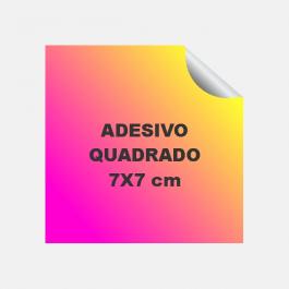 Adesivo Quadrado 7 cm Plástico Vinil Adesivo Brilho   Fundo Branco Leitoso e Corte Reto 