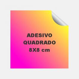 Adesivo Quadrado 8 cm Plástico Vinil Adesivo Brilho   Fundo Branco Leitoso e Corte Reto 