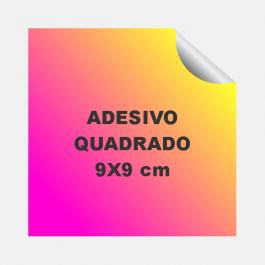 Adesivo Quadrado 9 cm Plástico Vinil Adesivo Brilho   Fundo Branco Leitoso e Corte Reto 