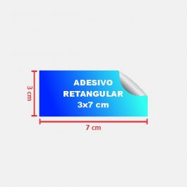 Adesivo Retangular 3x7 cm Plástico Vinil Adesivo Brilho   Fundo Branco Leitoso e Corte Reto 